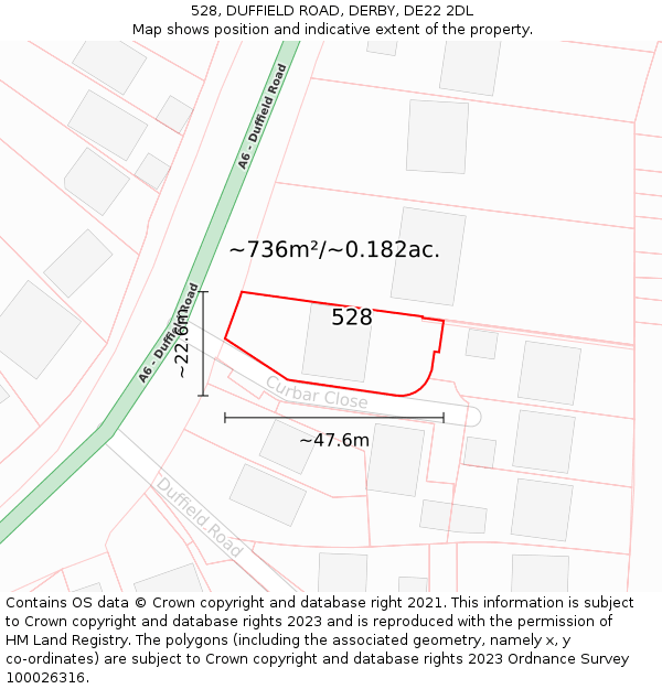 528, DUFFIELD ROAD, DERBY, DE22 2DL: Plot and title map