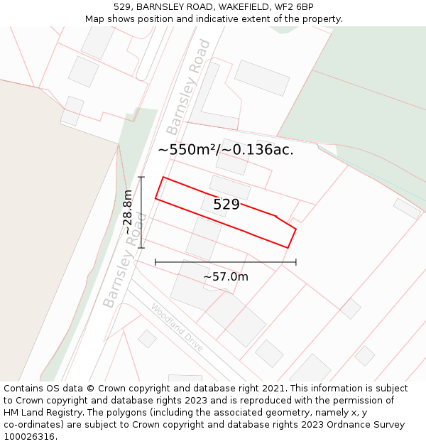 529, BARNSLEY ROAD, WAKEFIELD, WF2 6BP: Plot and title map