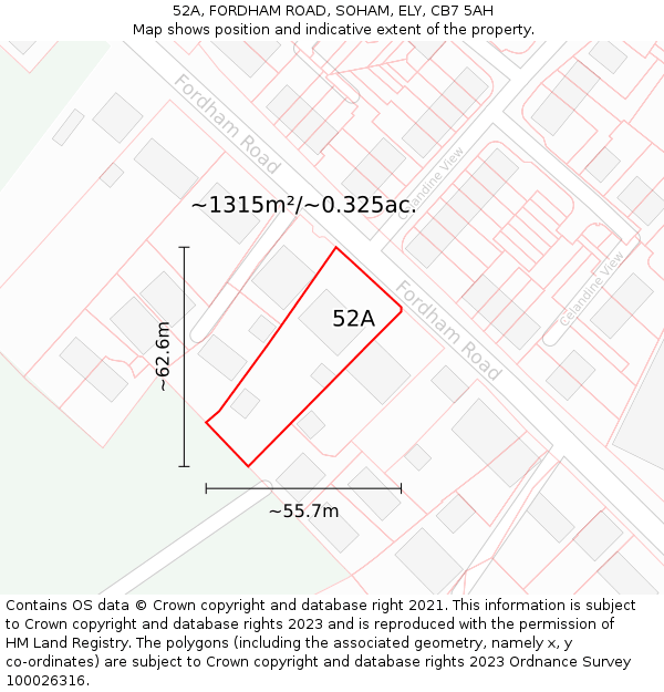 52A, FORDHAM ROAD, SOHAM, ELY, CB7 5AH: Plot and title map