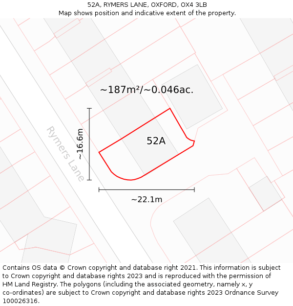 52A, RYMERS LANE, OXFORD, OX4 3LB: Plot and title map