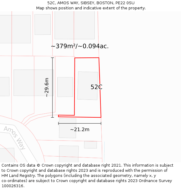 52C, AMOS WAY, SIBSEY, BOSTON, PE22 0SU: Plot and title map