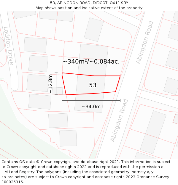 53, ABINGDON ROAD, DIDCOT, OX11 9BY: Plot and title map