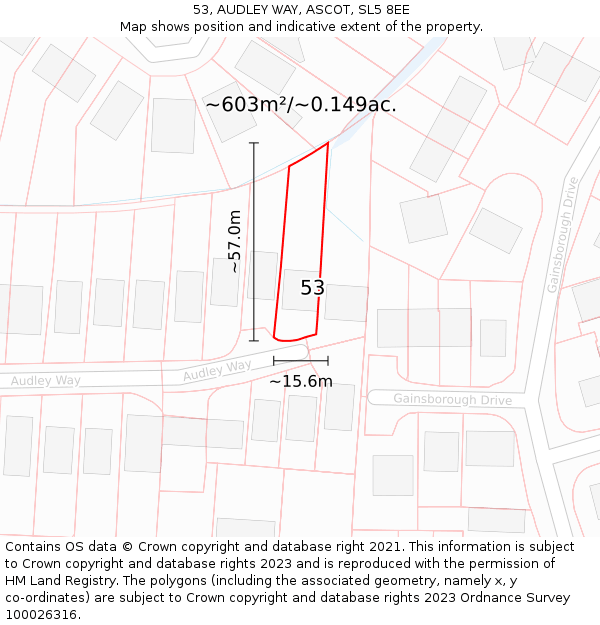 53, AUDLEY WAY, ASCOT, SL5 8EE: Plot and title map