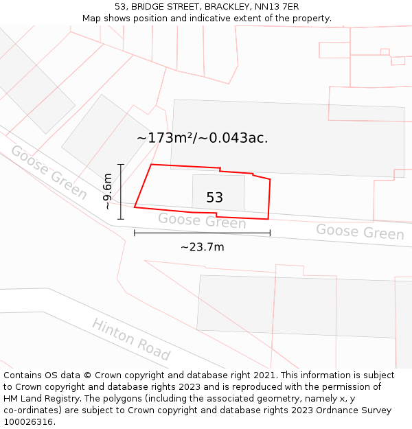 53, BRIDGE STREET, BRACKLEY, NN13 7ER: Plot and title map