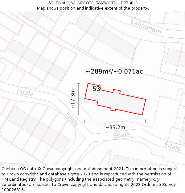 53, EDALE, WILNECOTE, TAMWORTH, B77 4HF: Plot and title map