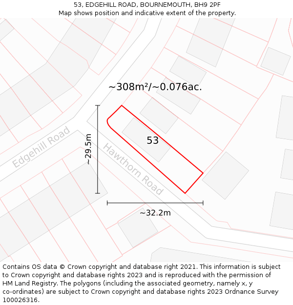 53, EDGEHILL ROAD, BOURNEMOUTH, BH9 2PF: Plot and title map