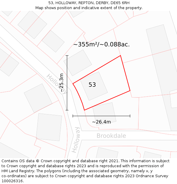 53, HOLLOWAY, REPTON, DERBY, DE65 6RH: Plot and title map