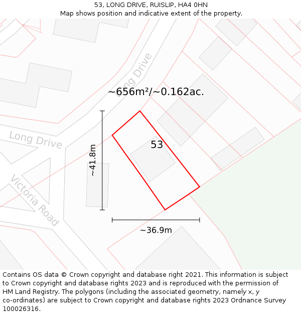 53, LONG DRIVE, RUISLIP, HA4 0HN: Plot and title map