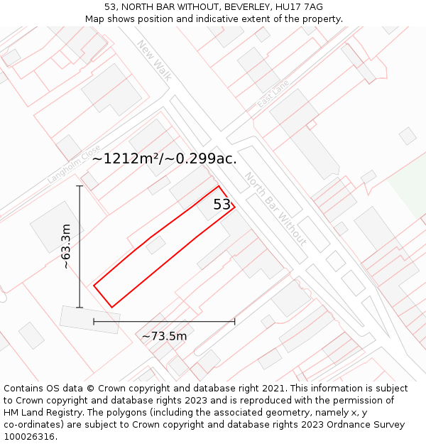 53, NORTH BAR WITHOUT, BEVERLEY, HU17 7AG: Plot and title map