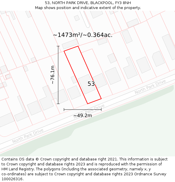 53, NORTH PARK DRIVE, BLACKPOOL, FY3 8NH: Plot and title map