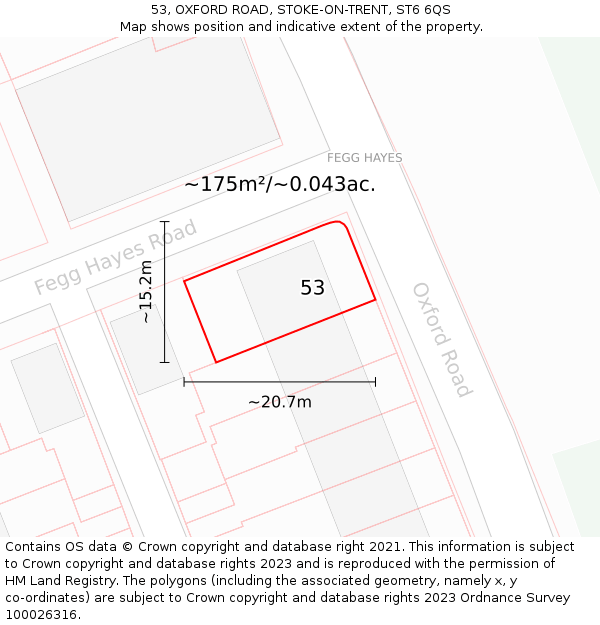 53, OXFORD ROAD, STOKE-ON-TRENT, ST6 6QS: Plot and title map