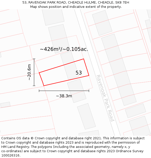 53, RAVENOAK PARK ROAD, CHEADLE HULME, CHEADLE, SK8 7EH: Plot and title map