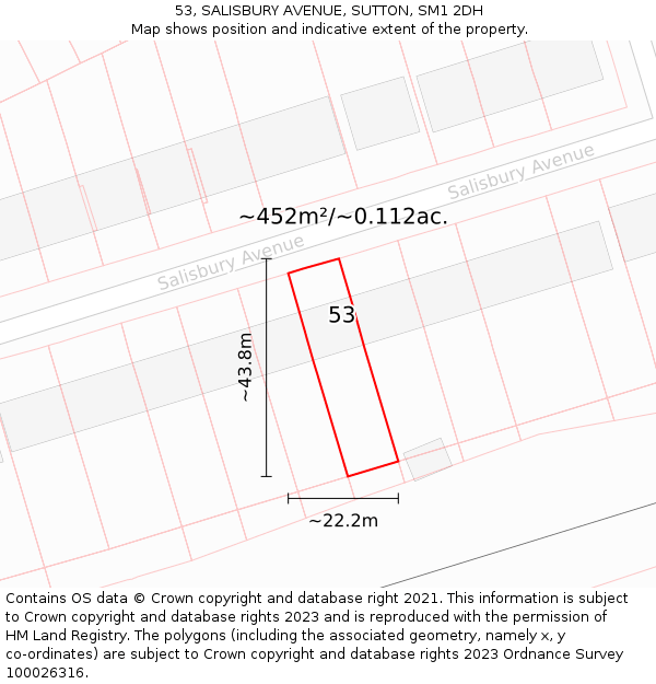 53, SALISBURY AVENUE, SUTTON, SM1 2DH: Plot and title map