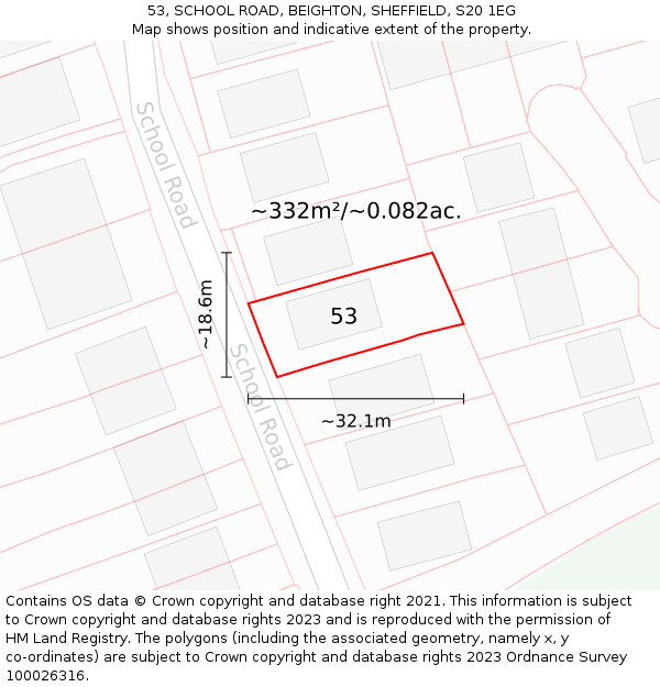 53, SCHOOL ROAD, BEIGHTON, SHEFFIELD, S20 1EG: Plot and title map