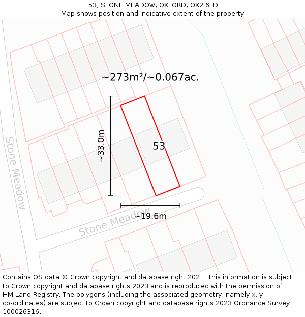 53, STONE MEADOW, OXFORD, OX2 6TD: Plot and title map