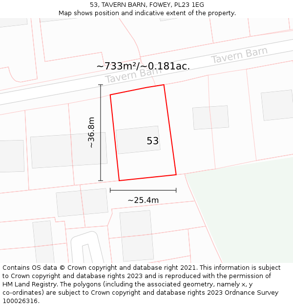 53, TAVERN BARN, FOWEY, PL23 1EG: Plot and title map