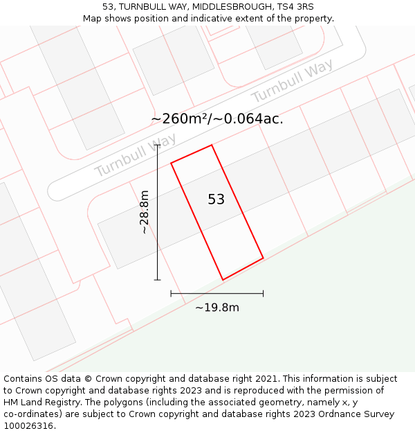 53, TURNBULL WAY, MIDDLESBROUGH, TS4 3RS: Plot and title map