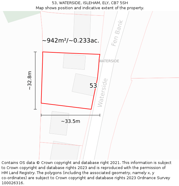 53, WATERSIDE, ISLEHAM, ELY, CB7 5SH: Plot and title map