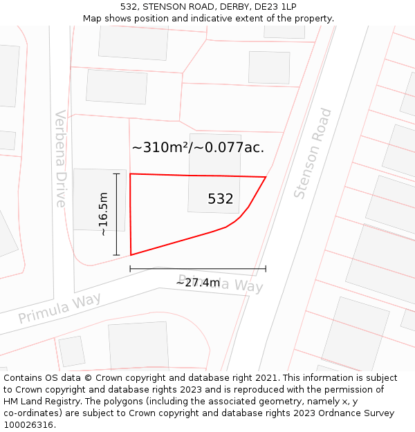 532, STENSON ROAD, DERBY, DE23 1LP: Plot and title map