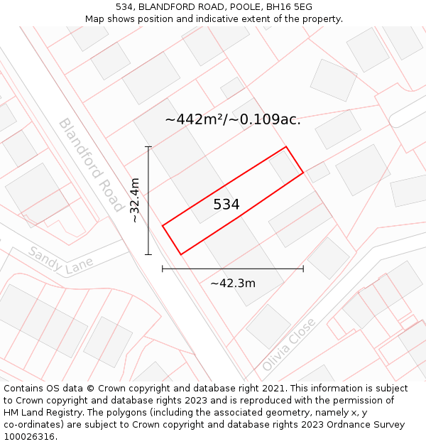 534, BLANDFORD ROAD, POOLE, BH16 5EG: Plot and title map