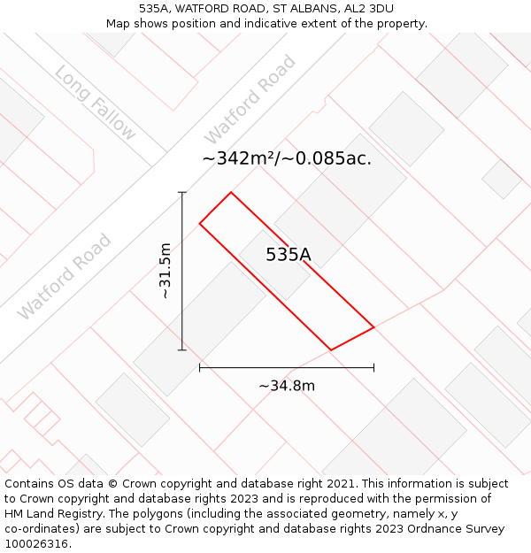 535A, WATFORD ROAD, ST ALBANS, AL2 3DU: Plot and title map