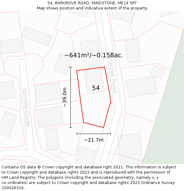 54, BARGROVE ROAD, MAIDSTONE, ME14 5RT: Plot and title map