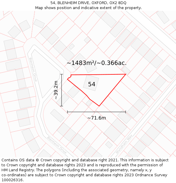 54, BLENHEIM DRIVE, OXFORD, OX2 8DQ: Plot and title map