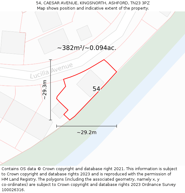 54, CAESAR AVENUE, KINGSNORTH, ASHFORD, TN23 3PZ: Plot and title map