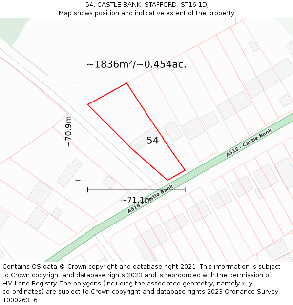 54, CASTLE BANK, STAFFORD, ST16 1DJ: Plot and title map