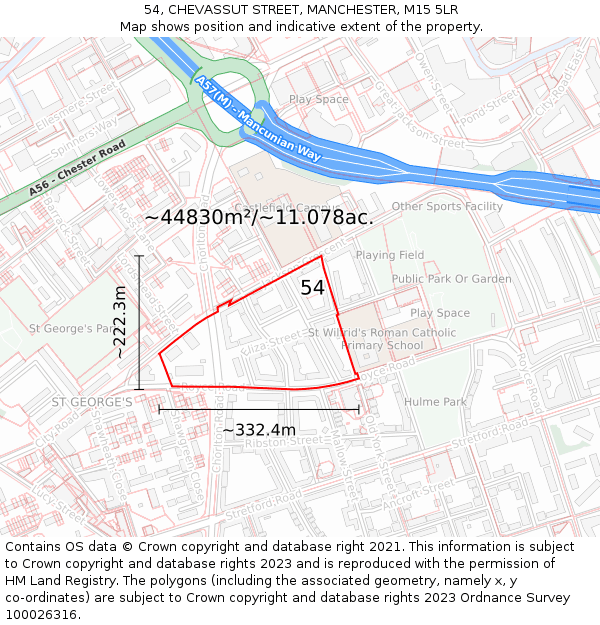 54, CHEVASSUT STREET, MANCHESTER, M15 5LR: Plot and title map