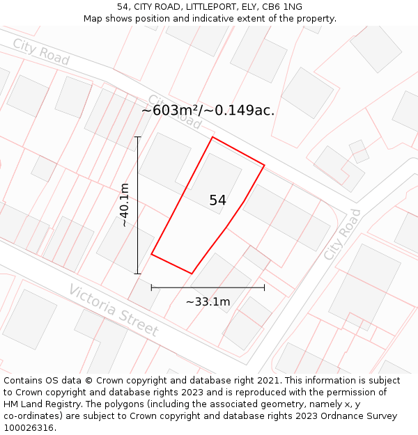 54, CITY ROAD, LITTLEPORT, ELY, CB6 1NG: Plot and title map