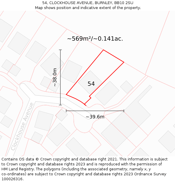 54, CLOCKHOUSE AVENUE, BURNLEY, BB10 2SU: Plot and title map