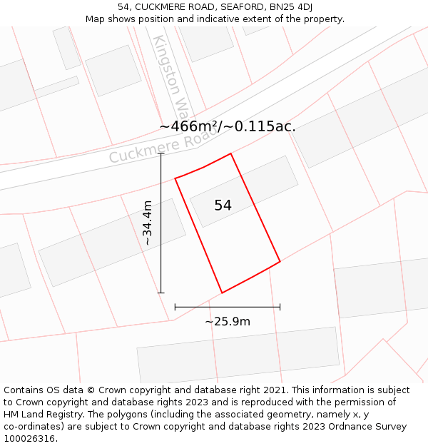 54, CUCKMERE ROAD, SEAFORD, BN25 4DJ: Plot and title map