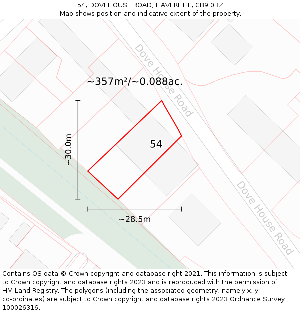 54, DOVEHOUSE ROAD, HAVERHILL, CB9 0BZ: Plot and title map