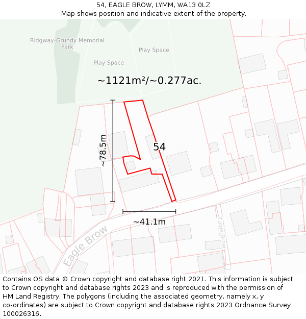 54, EAGLE BROW, LYMM, WA13 0LZ: Plot and title map