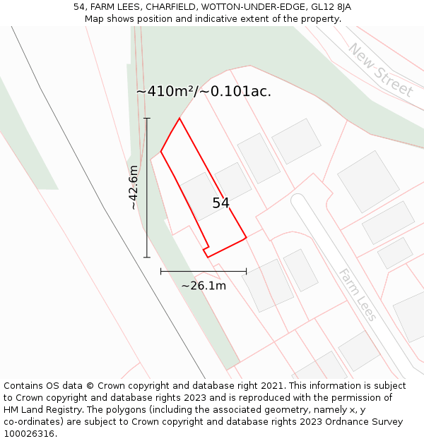 54, FARM LEES, CHARFIELD, WOTTON-UNDER-EDGE, GL12 8JA: Plot and title map