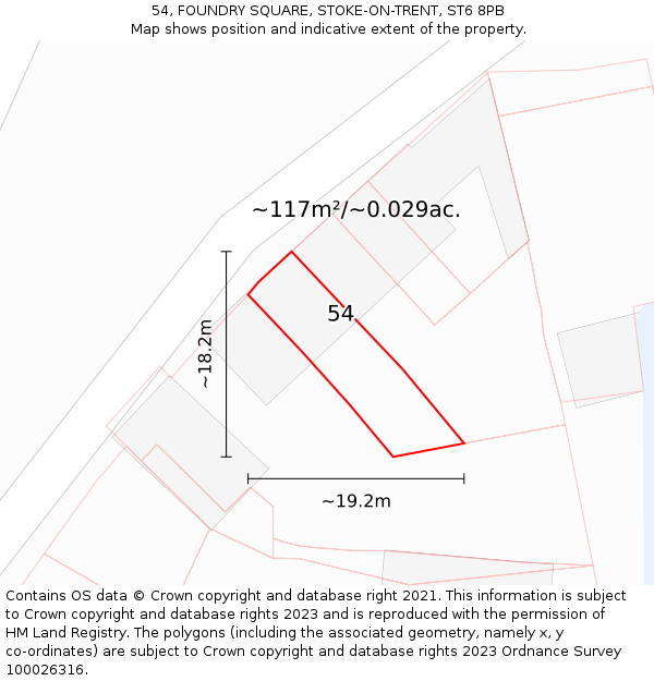 54, FOUNDRY SQUARE, STOKE-ON-TRENT, ST6 8PB: Plot and title map