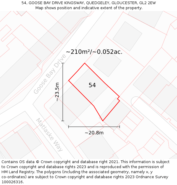 54, GOOSE BAY DRIVE KINGSWAY, QUEDGELEY, GLOUCESTER, GL2 2EW: Plot and title map