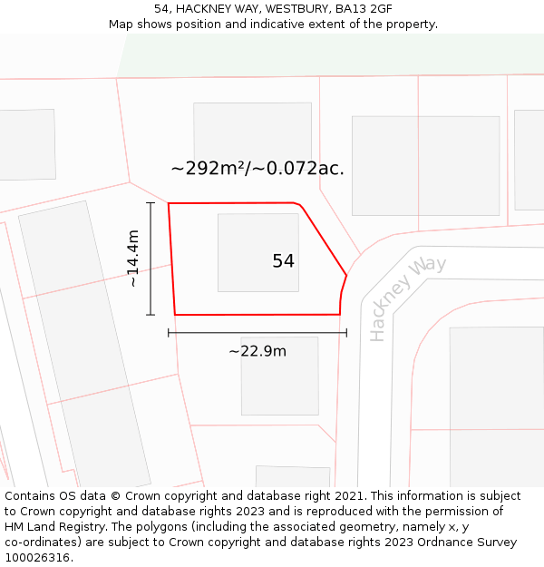 54, HACKNEY WAY, WESTBURY, BA13 2GF: Plot and title map