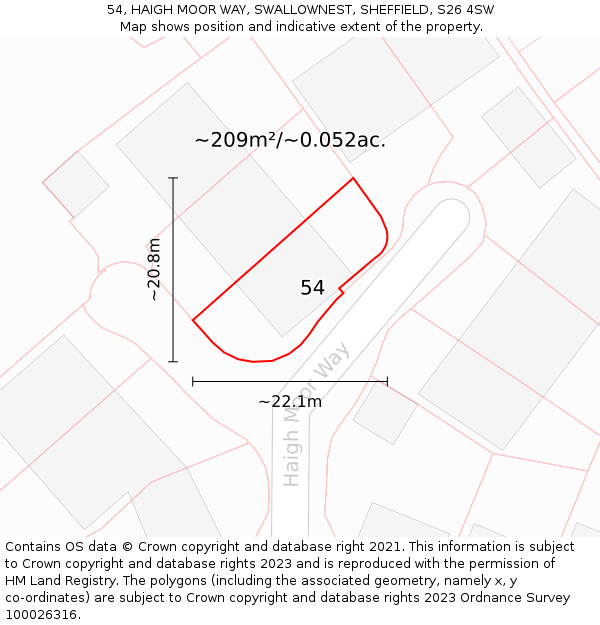 54, HAIGH MOOR WAY, SWALLOWNEST, SHEFFIELD, S26 4SW: Plot and title map