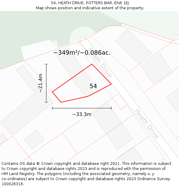 54, HEATH DRIVE, POTTERS BAR, EN6 1EJ: Plot and title map