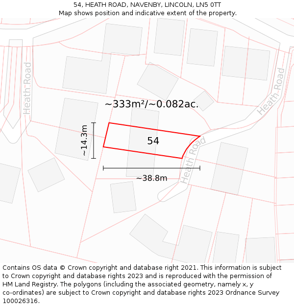 54, HEATH ROAD, NAVENBY, LINCOLN, LN5 0TT: Plot and title map