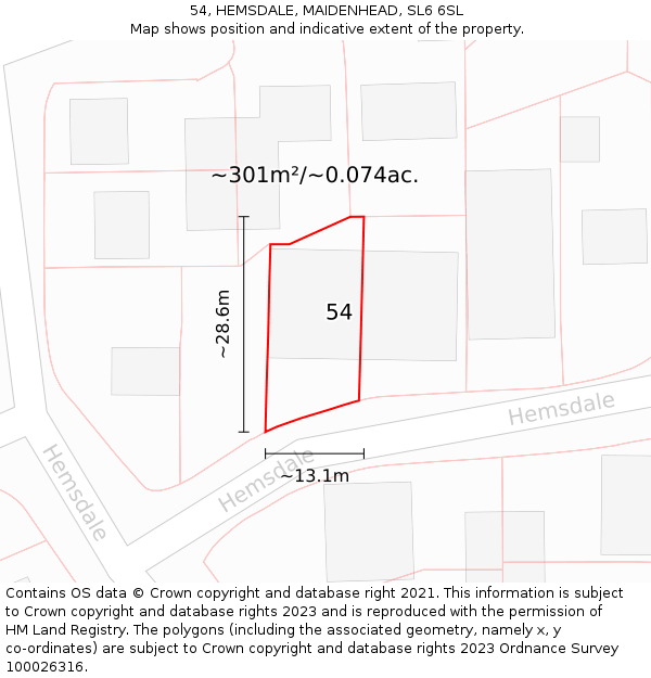 54, HEMSDALE, MAIDENHEAD, SL6 6SL: Plot and title map