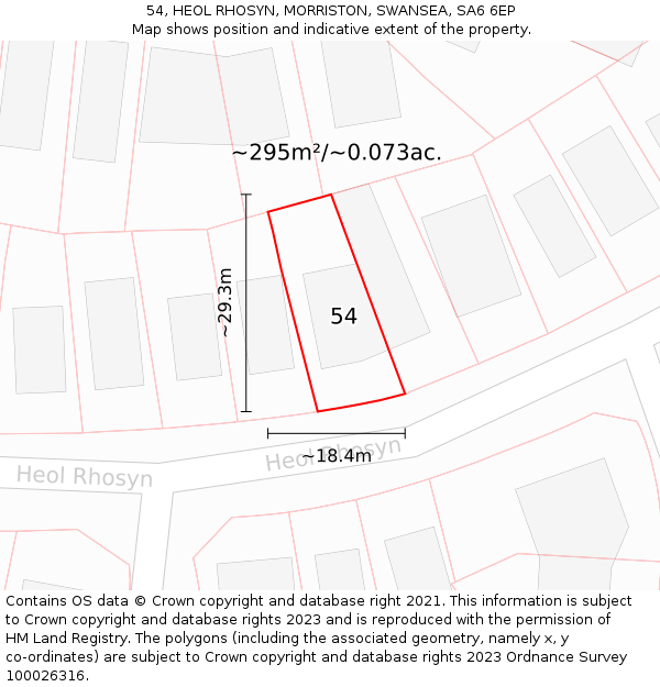 54, HEOL RHOSYN, MORRISTON, SWANSEA, SA6 6EP: Plot and title map