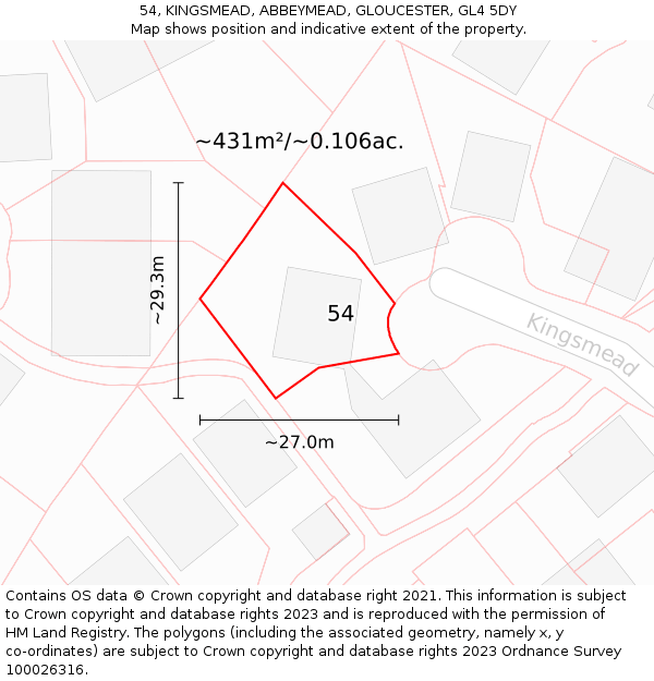 54, KINGSMEAD, ABBEYMEAD, GLOUCESTER, GL4 5DY: Plot and title map