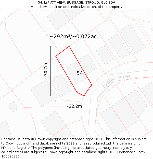 54, LYPIATT VIEW, BUSSAGE, STROUD, GL6 8DA: Plot and title map