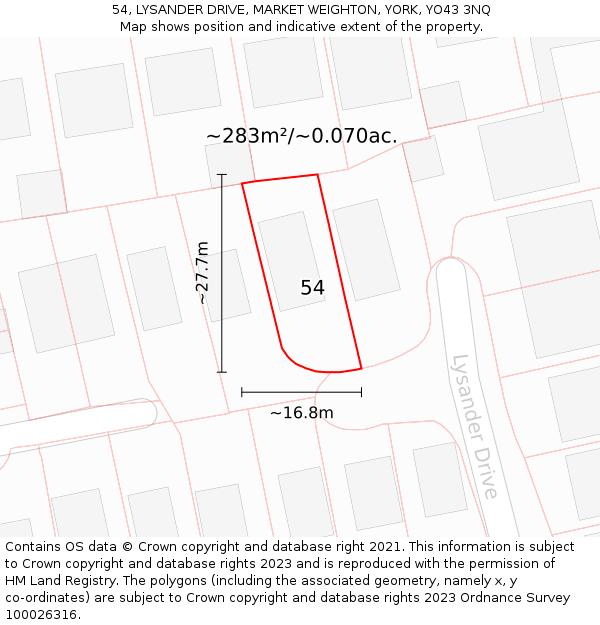 54, LYSANDER DRIVE, MARKET WEIGHTON, YORK, YO43 3NQ: Plot and title map