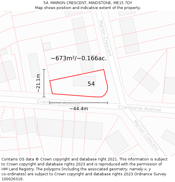 54, MARION CRESCENT, MAIDSTONE, ME15 7DY: Plot and title map