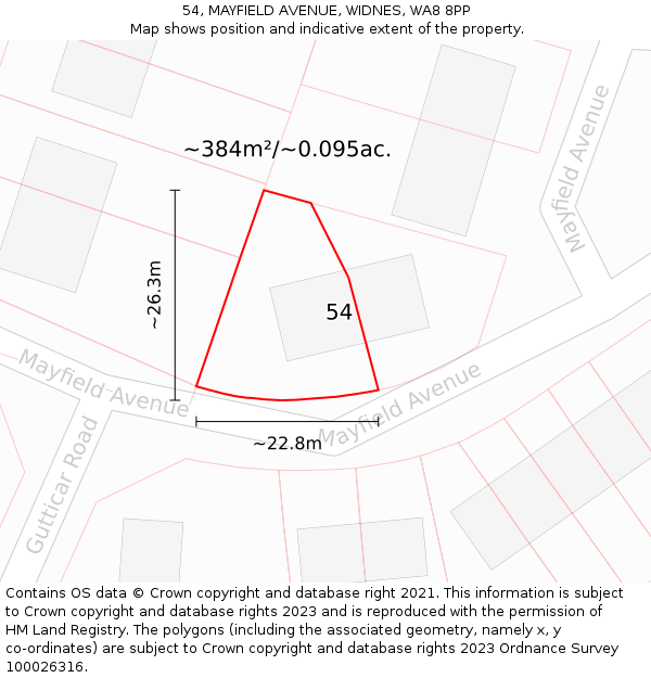 54, MAYFIELD AVENUE, WIDNES, WA8 8PP: Plot and title map