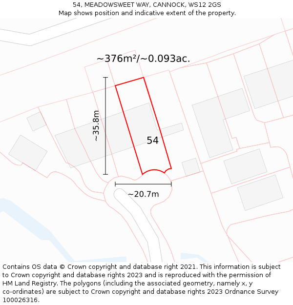 54, MEADOWSWEET WAY, CANNOCK, WS12 2GS: Plot and title map